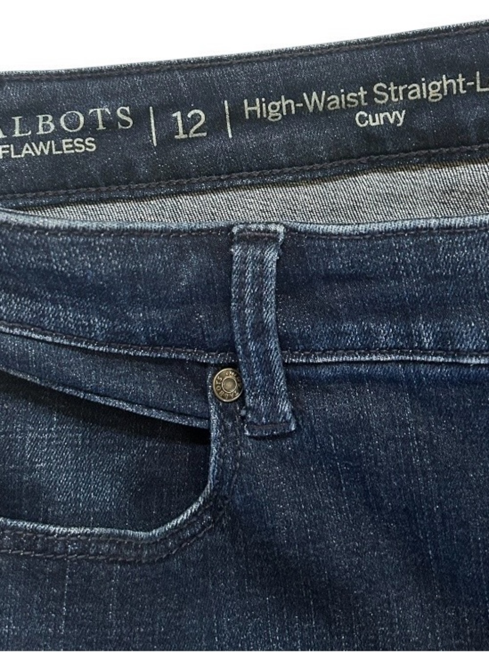 Talbots Flawless High Rise Straight Leg Jeans Size 12 Curvy Blue Stretch - Picture 6 of 7